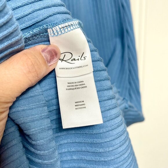 NEW Rails Rania Dress Blue One Shoulder Ribbed Comfortable Shift Midi Dress M - Picture 10 of 13